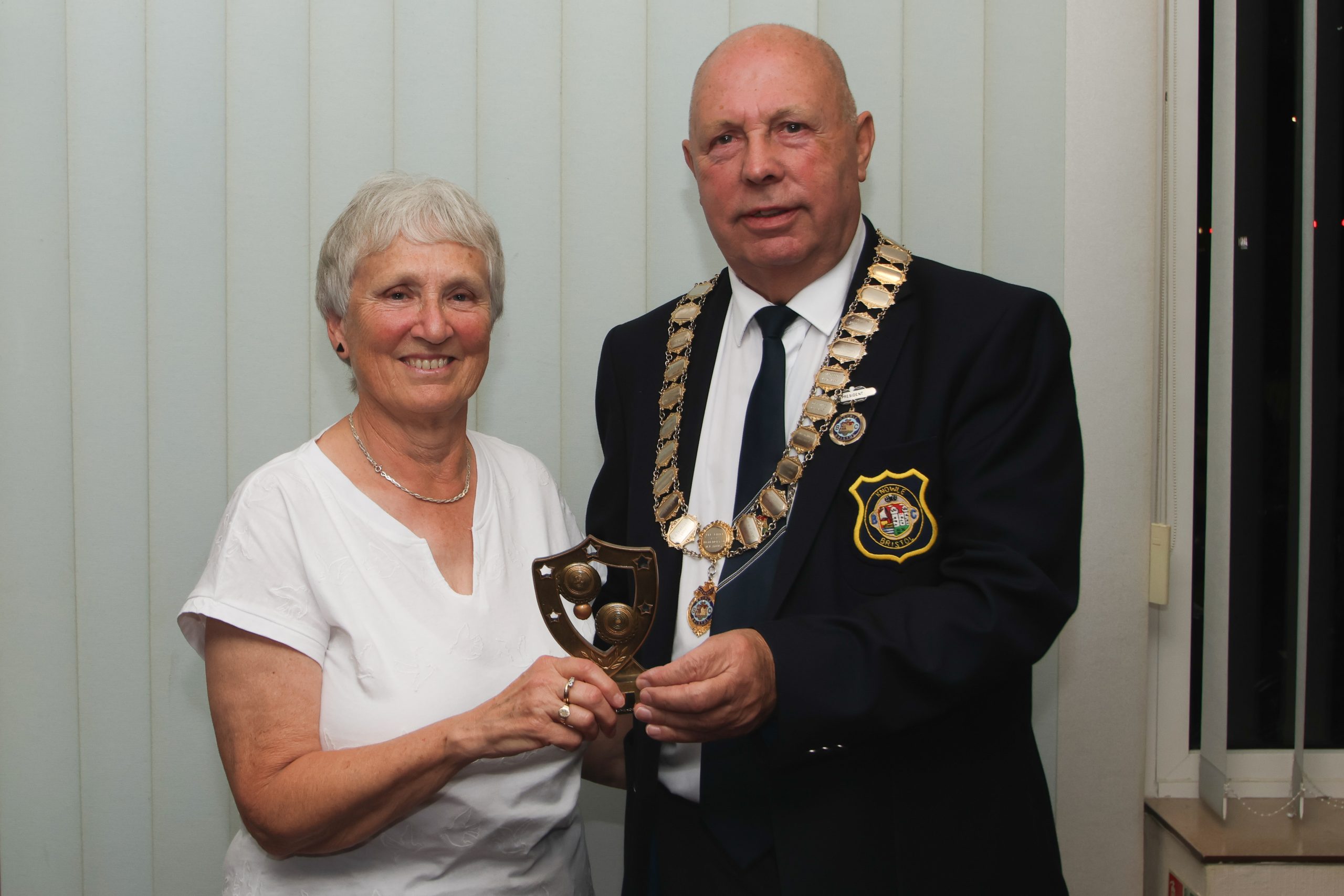 Presentation to Ladies Championship Pairs Runners Up 2023 Arlene Powell (and Sophie Hicks not pictured)